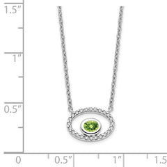 14k White Gold Oval Peridot and Diamond 18in. Necklace