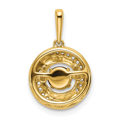 14k Round Amethyst and Diamond Pendant