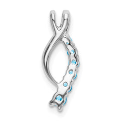 14k White Gold Blue Topaz Journey Chain Slide