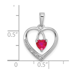 14k White Gold Ruby and Diamond Heart Pendant - 3