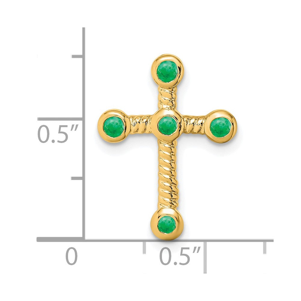14k Emerald Cross Chain Slide