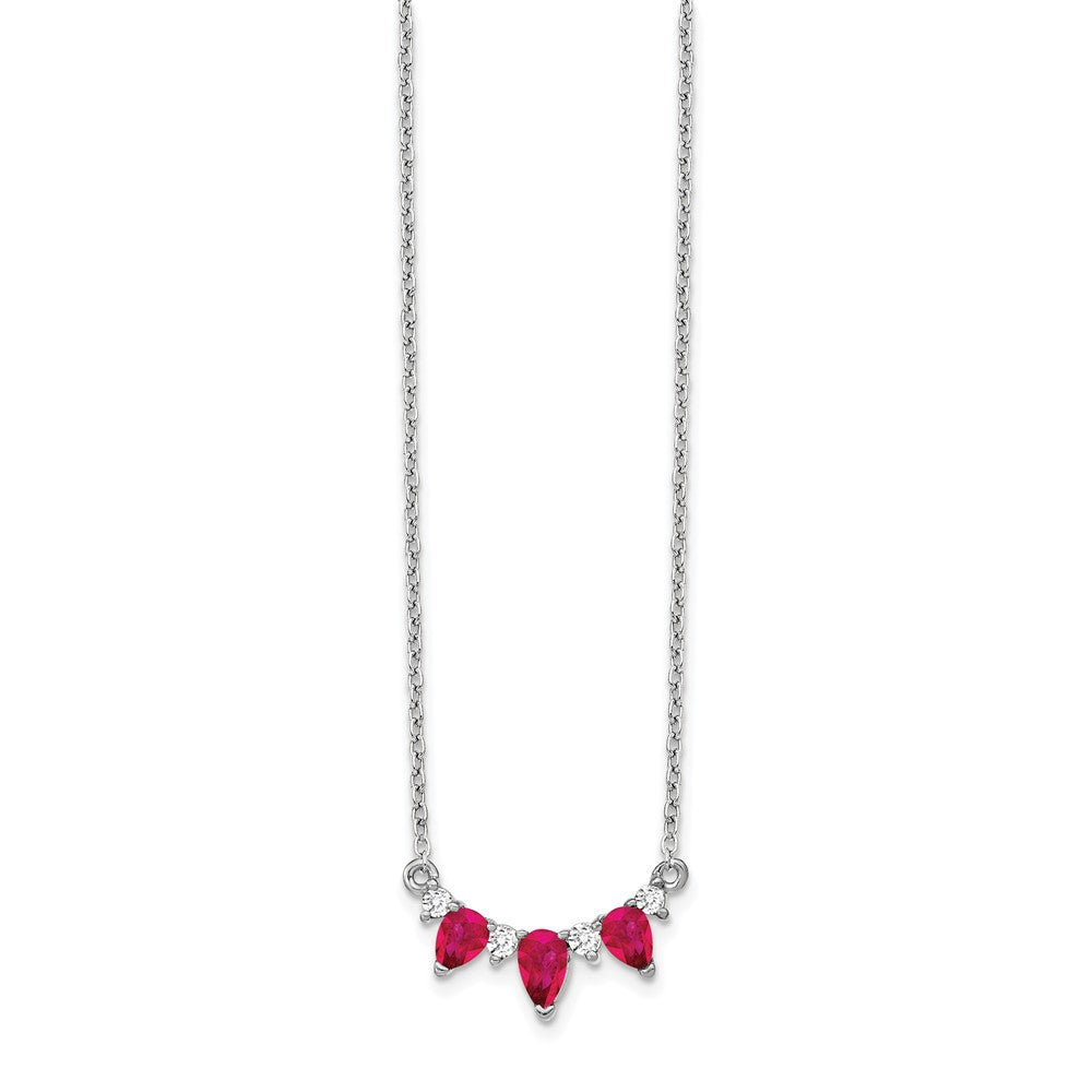 14k White Gold Ruby and Diamond 18 inch Necklace