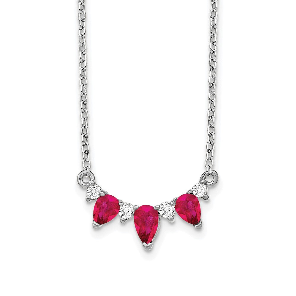14k White Gold Ruby and Diamond 18 inch Necklace