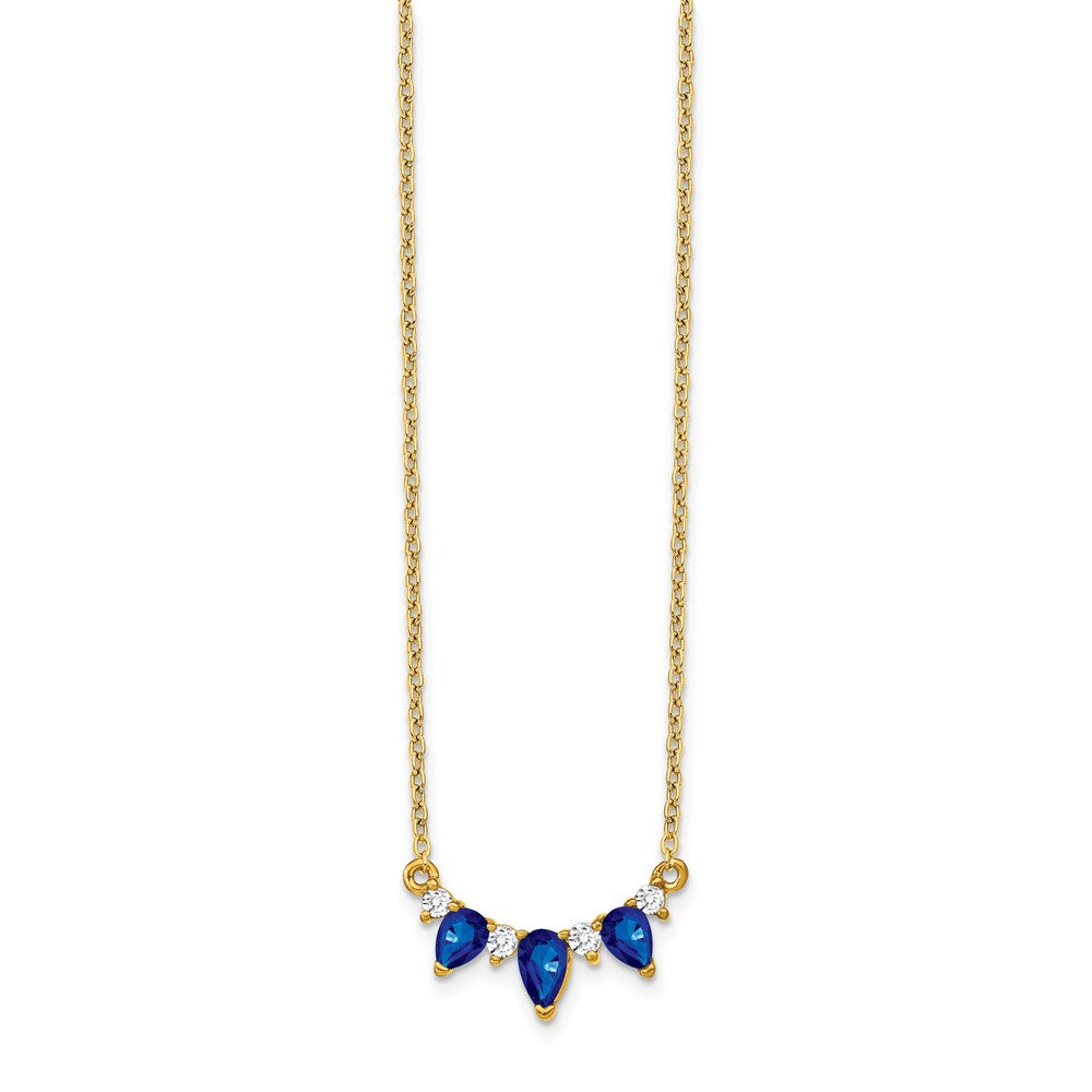 14k Pear Sapphire and Diamond 18 inch Necklace