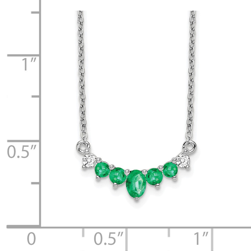 14k White Gold Emerald and Diamond 18 inch Necklace