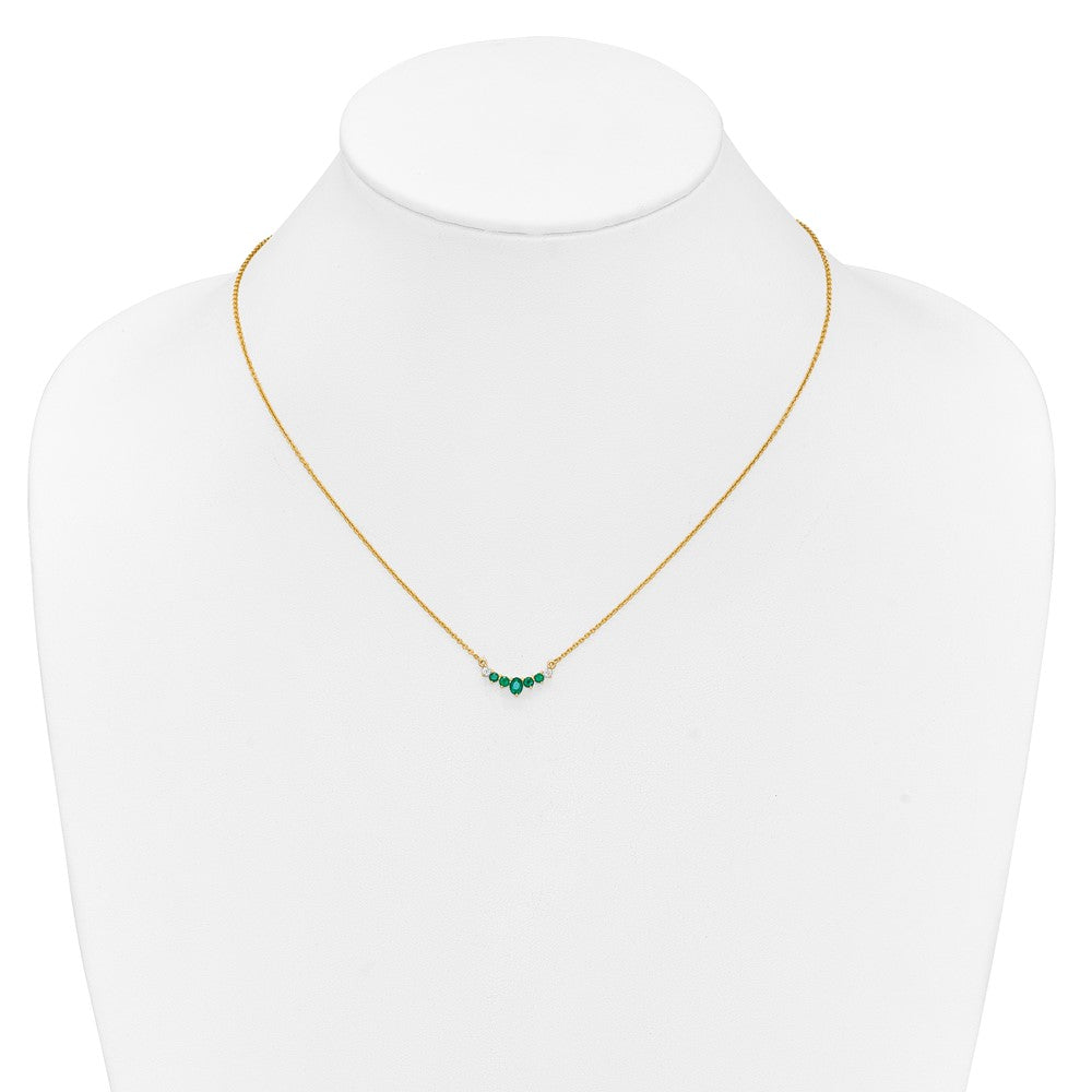 14k Emerald and Diamond 18 inch Necklace