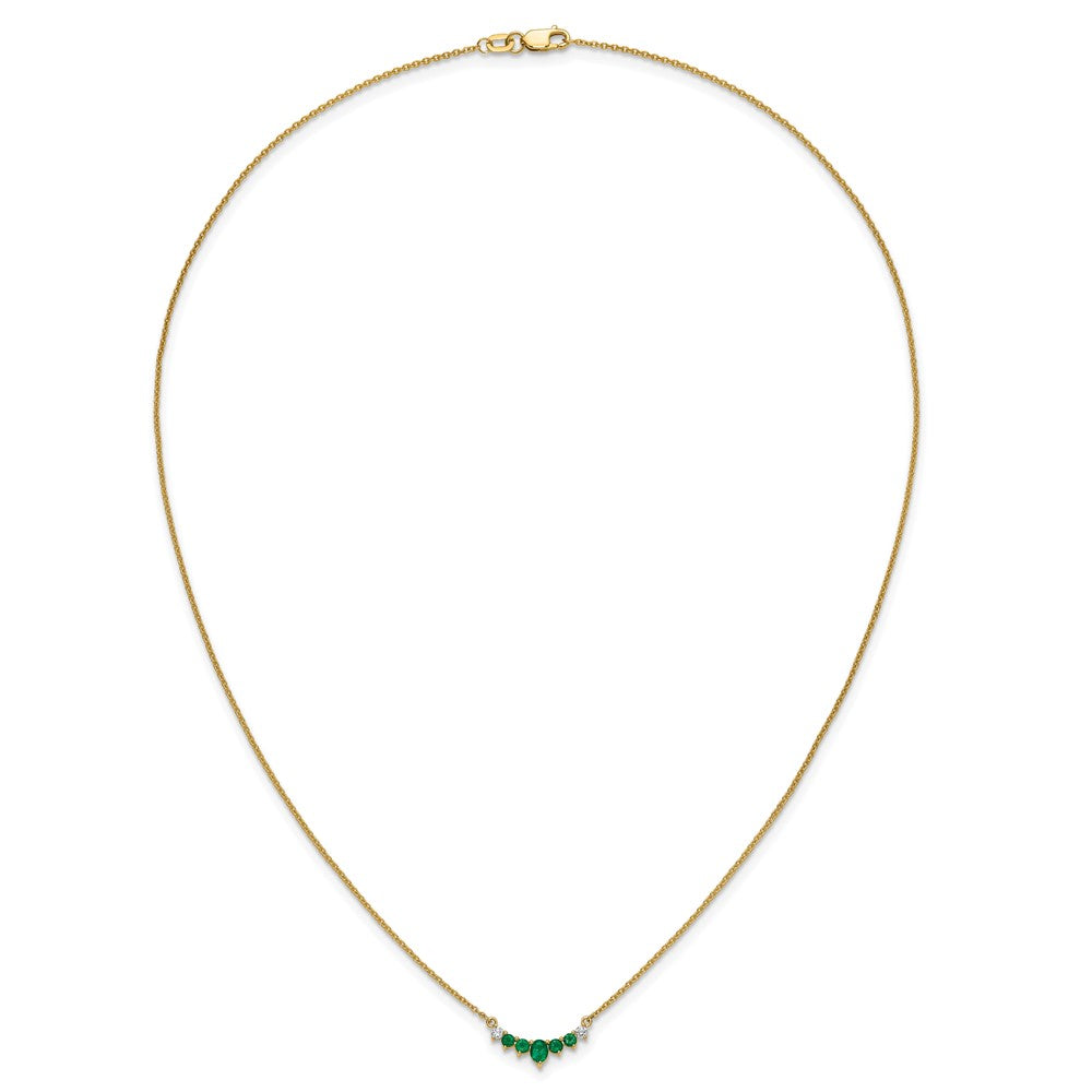14k Emerald and Diamond 18 inch Necklace