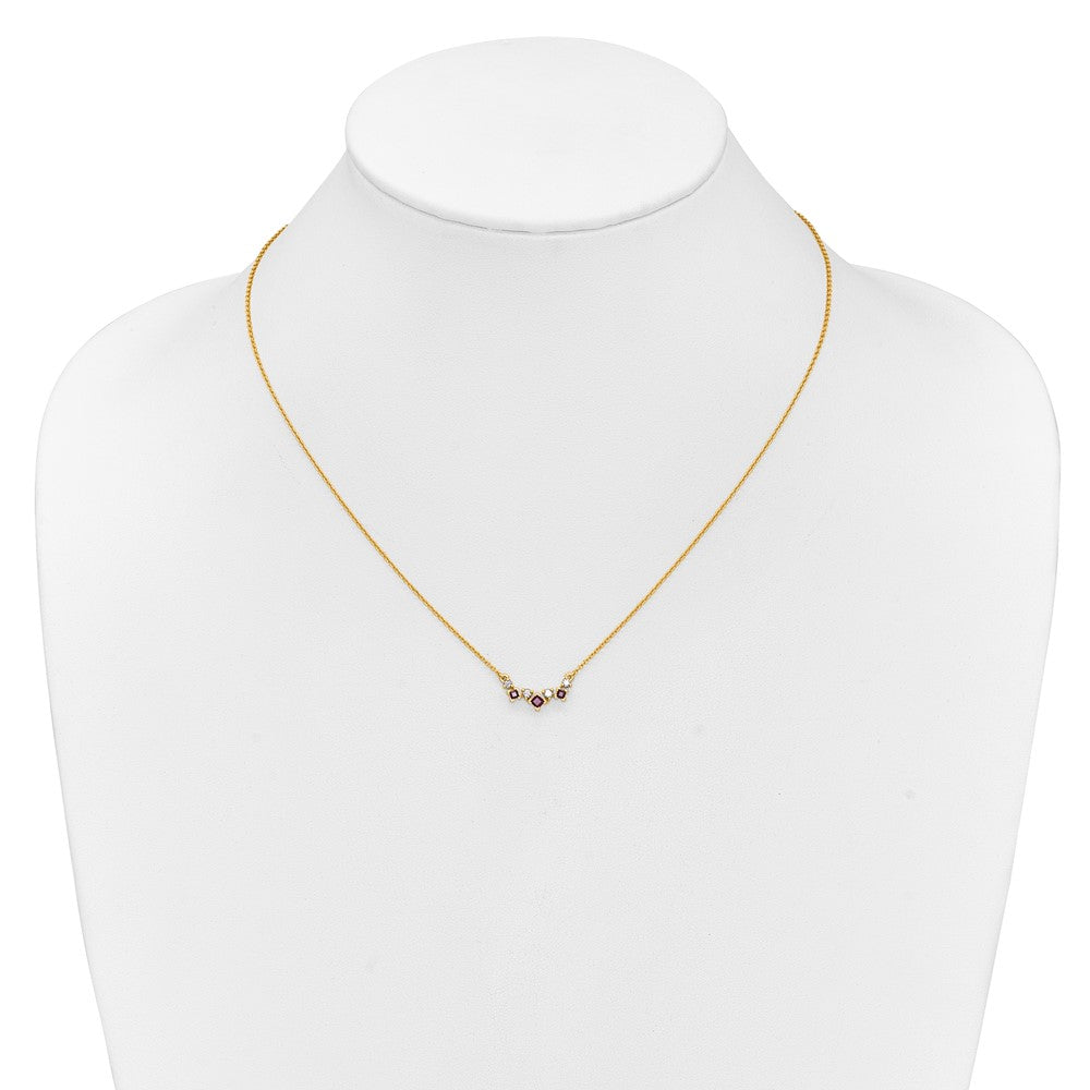 14k Princess Ruby and Diamond 18 inch Necklace