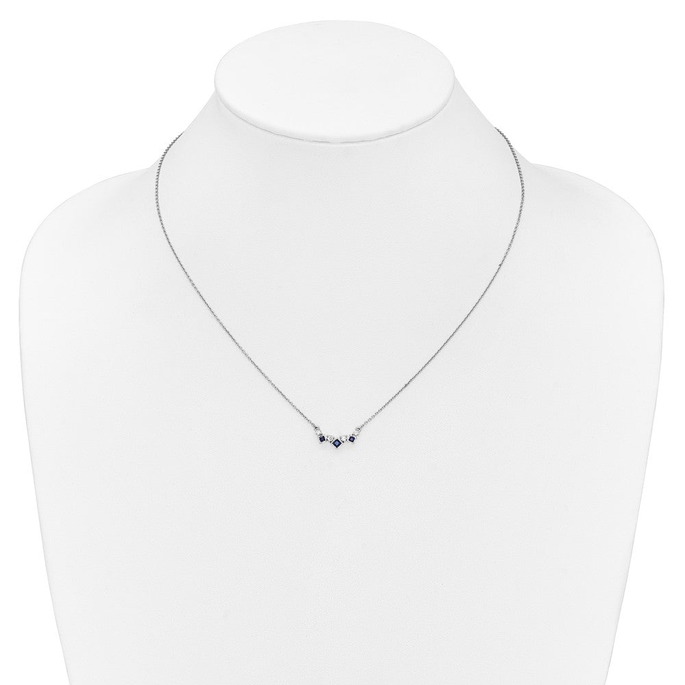 14k White Gold Sapphire and Diamond 18 inch Necklace