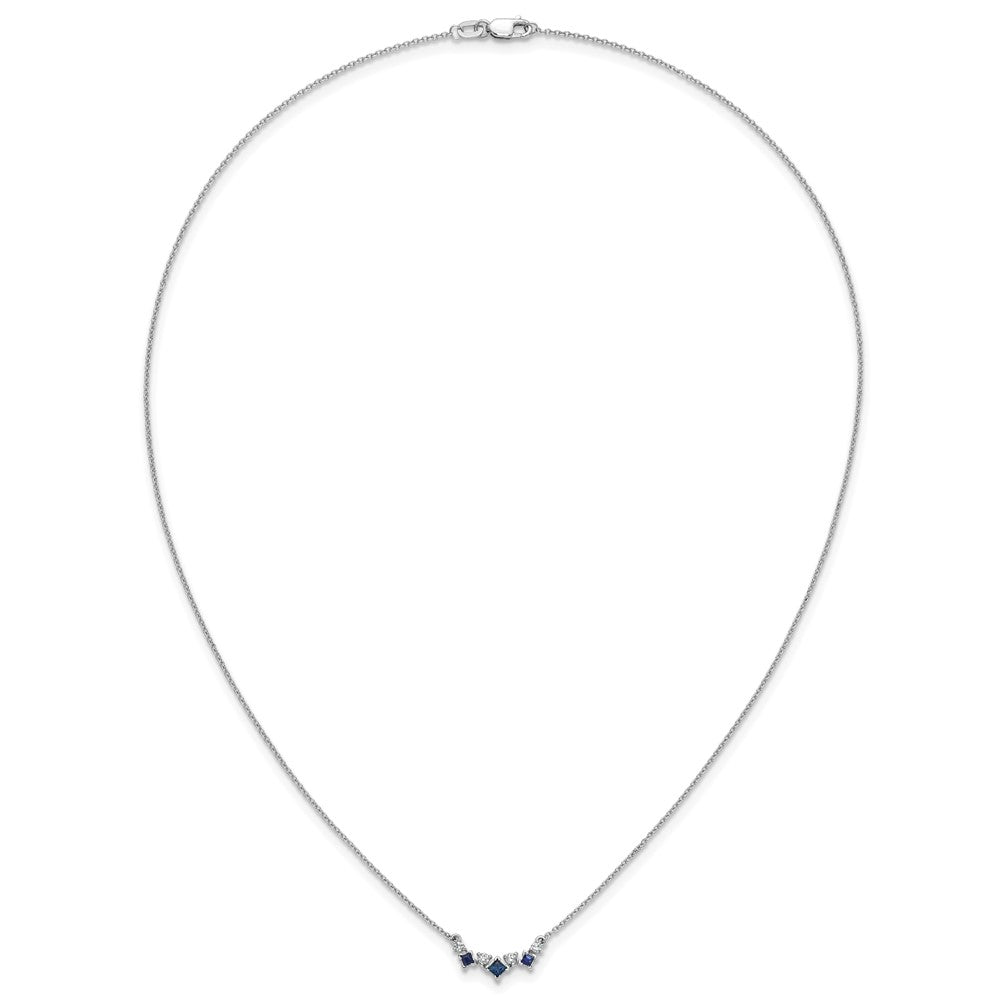 14k White Gold Sapphire and Diamond 18 inch Necklace