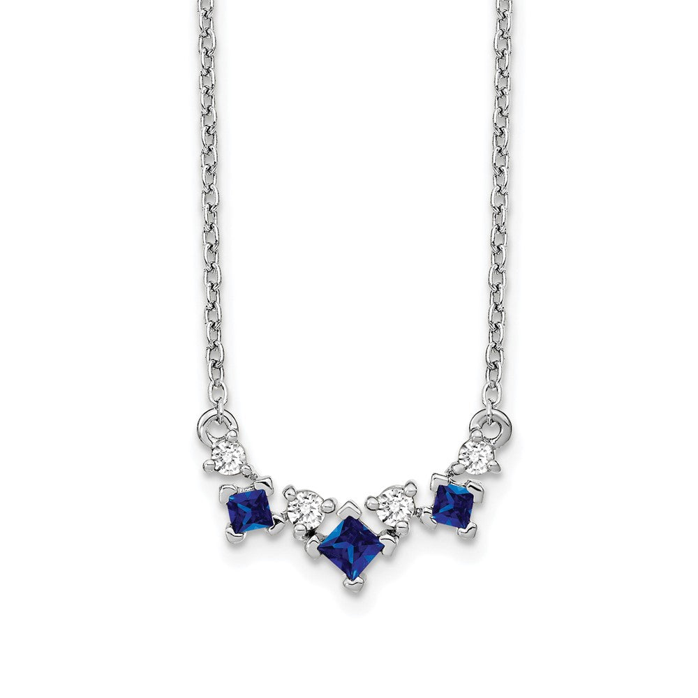 14k White Gold Sapphire and Diamond 18 inch Necklace
