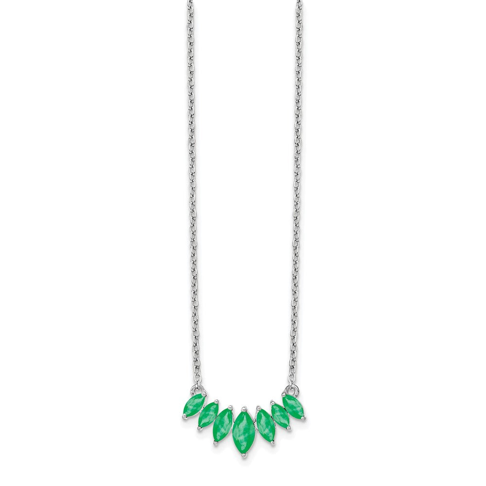 14k White Gold Marquise Emerald 18 inch Necklace