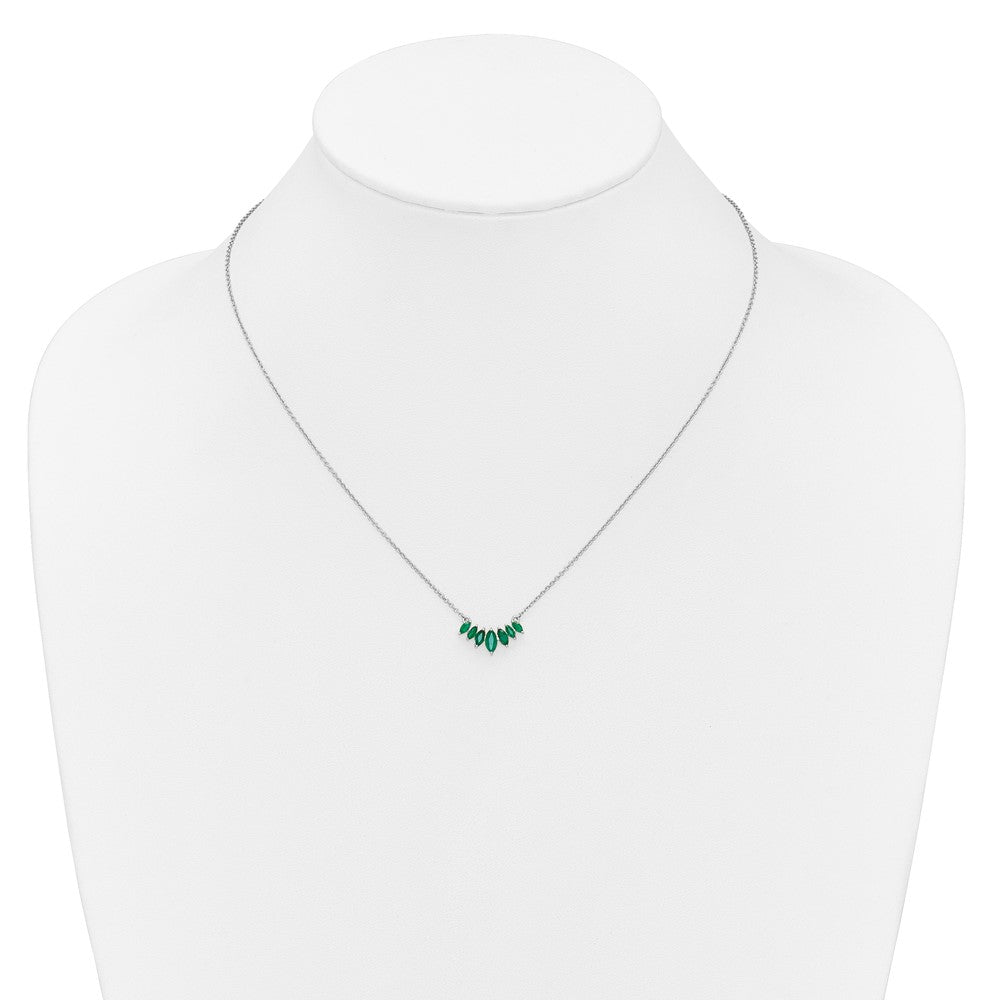 14k White Gold Marquise Emerald 18 inch Necklace