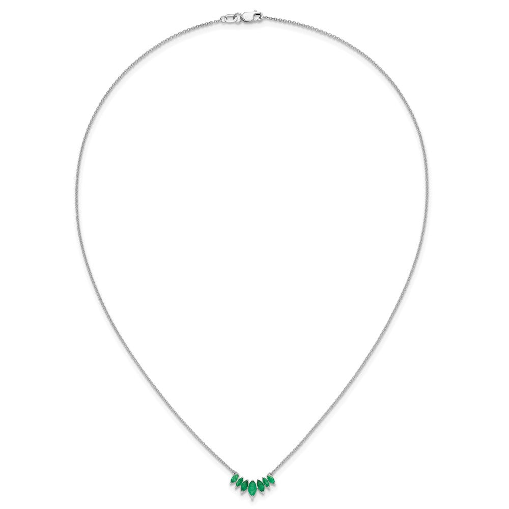 14k White Gold Marquise Emerald 18 inch Necklace
