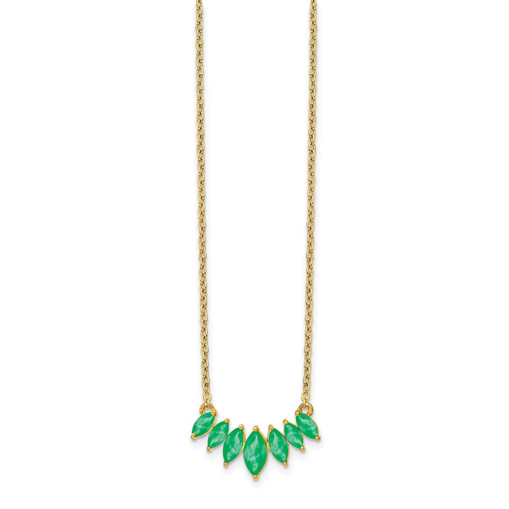 14k Graduated Marquise Emerald 18 inch Necklace