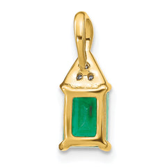 14k Rectangle Emerald and Diamond Pendant