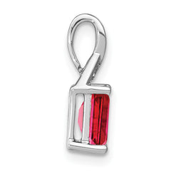 14k White Gold Emerald-shape Ruby and Diamond Pendant - 2