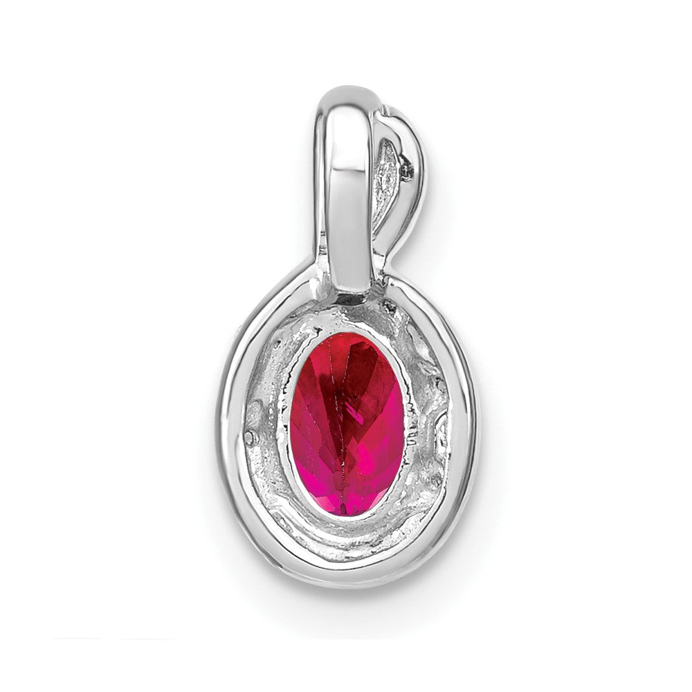 14k White Gold Oval Ruby and Diamond Pendant