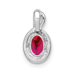 14k White Gold Oval Ruby and Diamond Pendant