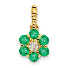 14k Emerald and Diamond Floral Pendant