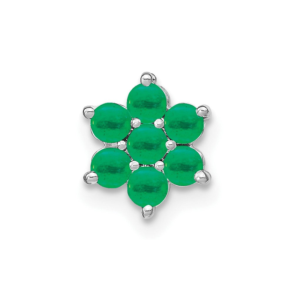 14k White Gold Emerald Floral Chain Slide