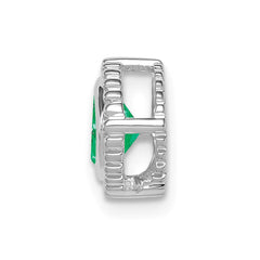 14k White Gold Cushion Emerald Chain Slide