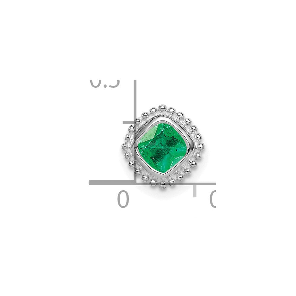 14k White Gold Cushion Emerald Chain Slide