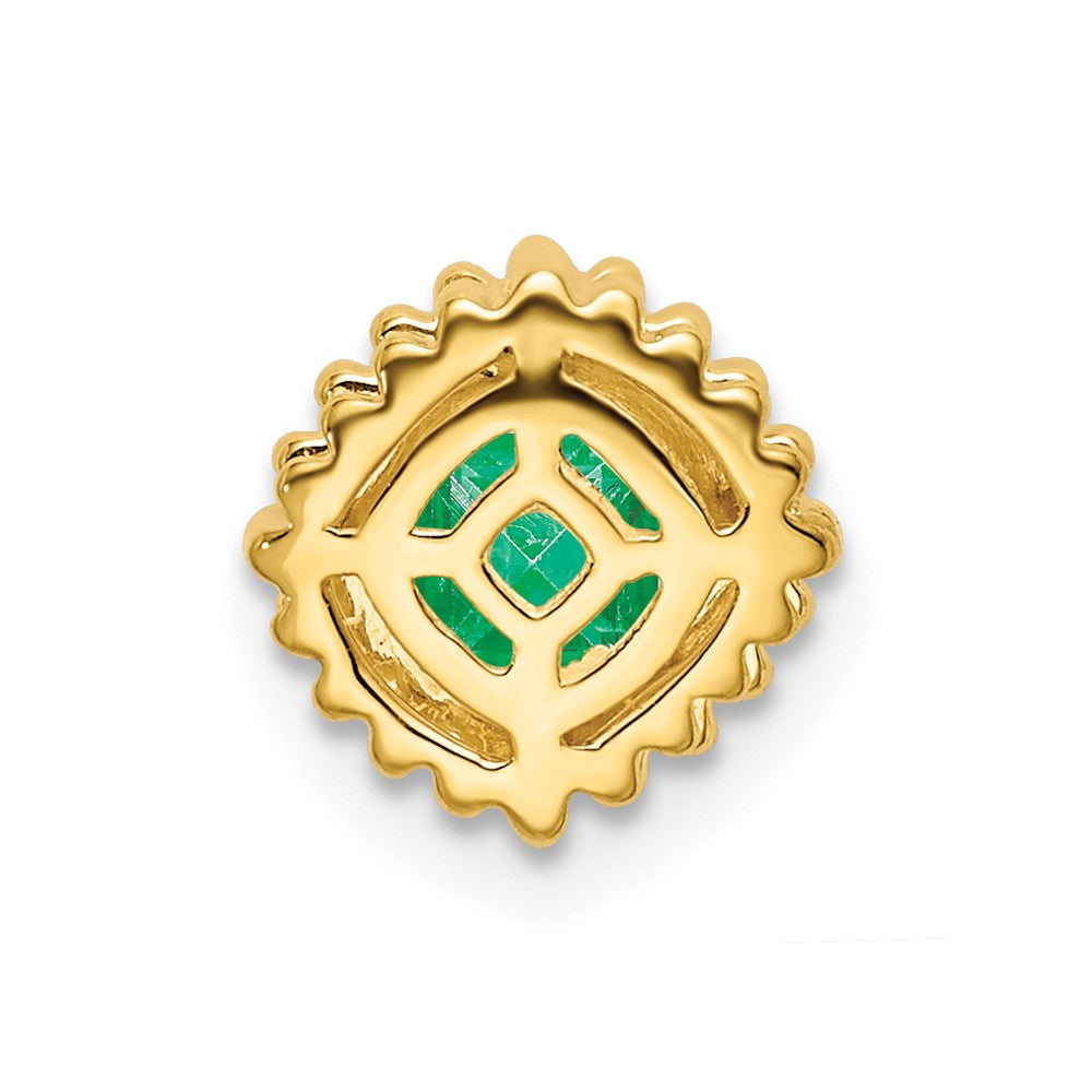 14k Cushion Emerald Beaded Edge Chain Slide