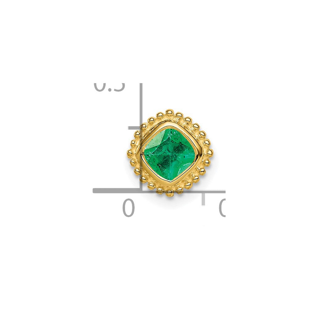 14k Cushion Emerald Beaded Edge Chain Slide