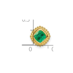14k Cushion Emerald Beaded Edge Chain Slide