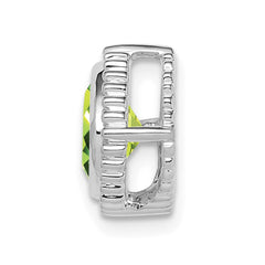 14k White Gold Cushion Peridot Chain Slide