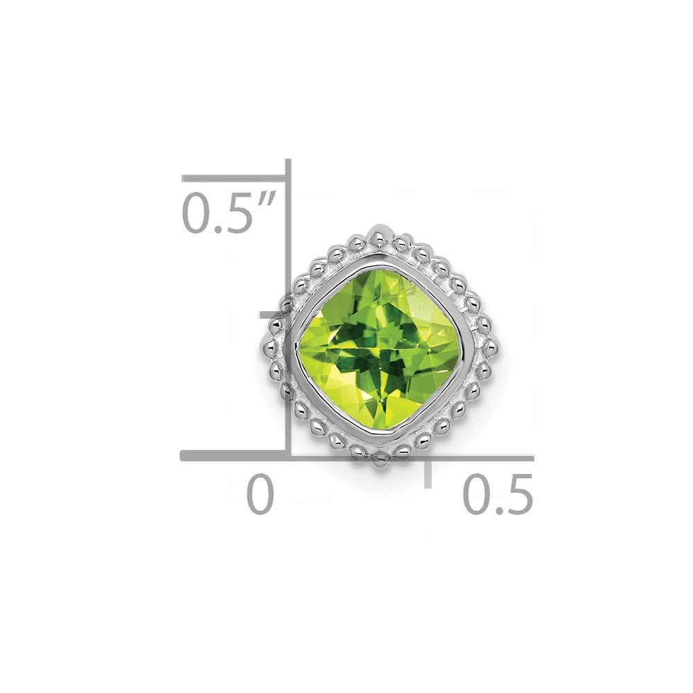 14k White Gold Cushion Peridot Chain Slide