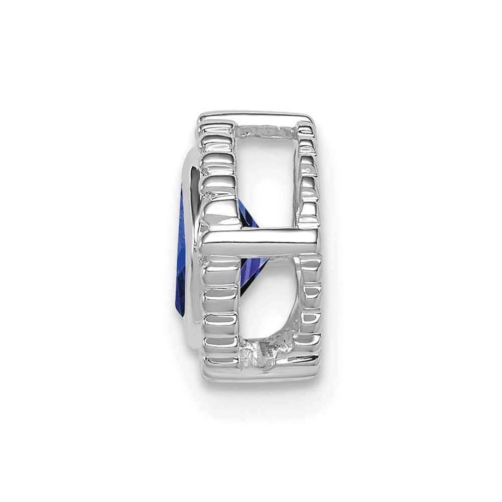 14k White Gold Cushion Sapphire Chain Slide