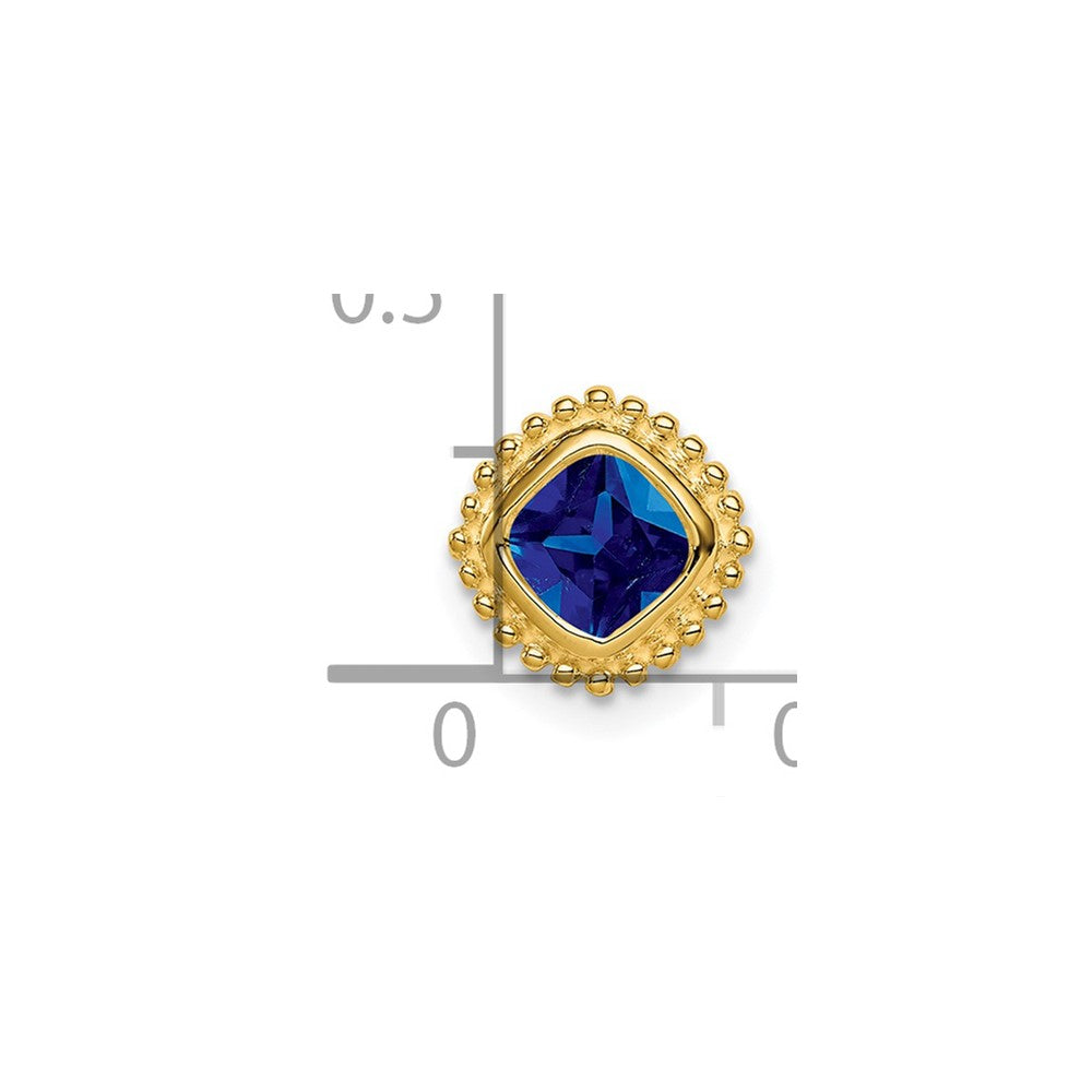 14k Cushion Sapphire Beaded Edge Chain Slide