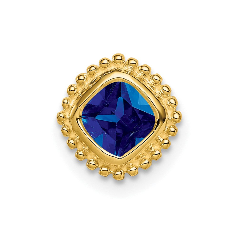 14k Cushion Sapphire Beaded Edge Chain Slide