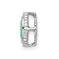 14k White Gold Oval Emerald Chain Slide