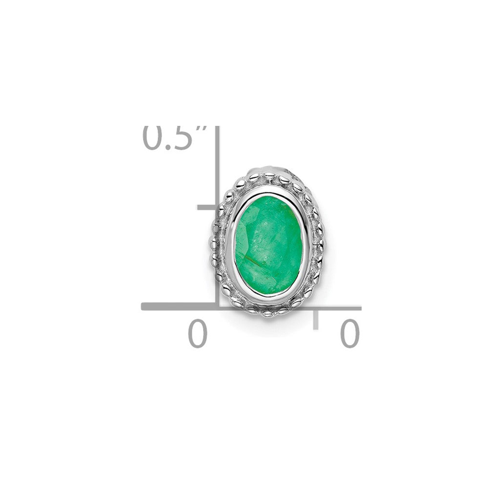 14k White Gold Oval Emerald Chain Slide