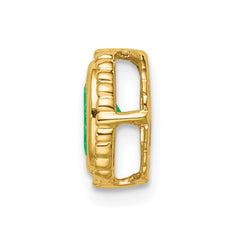 14k Oval Emerald Beaded Edge Chain Slide