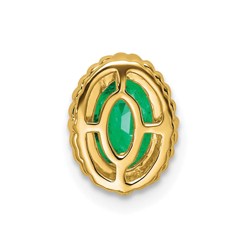 14k Oval Emerald Beaded Edge Chain Slide