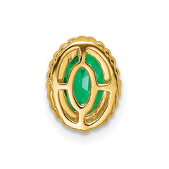 14k Oval Emerald Beaded Edge Chain Slide
