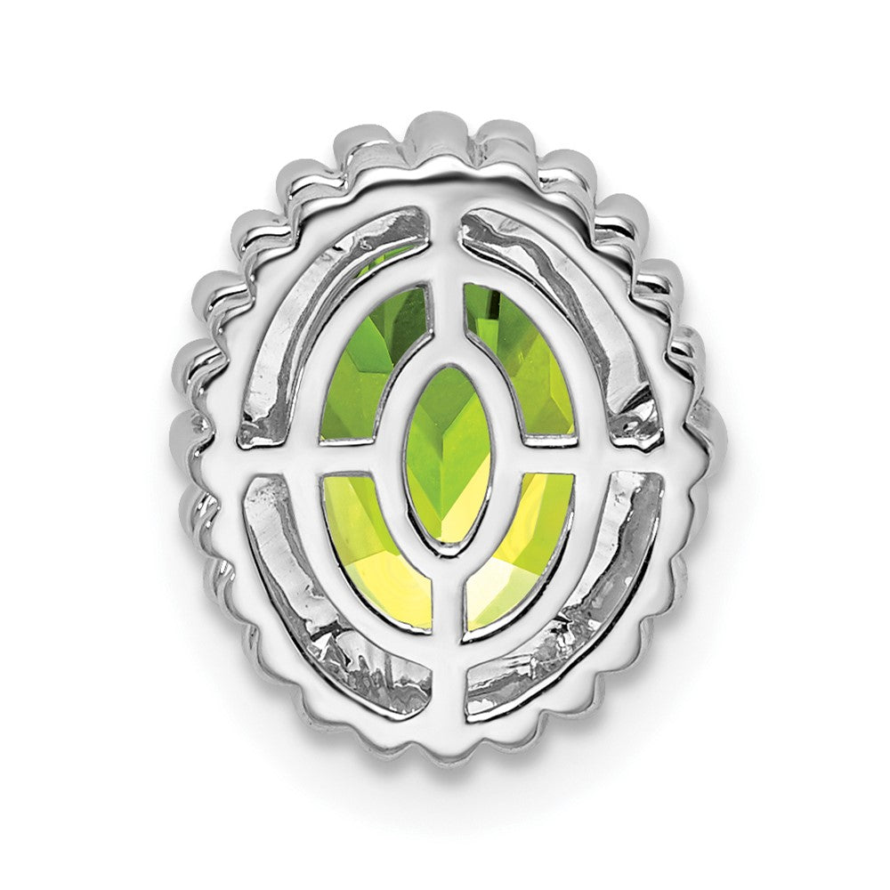 14k White Gold Oval Peridot Chain Slide