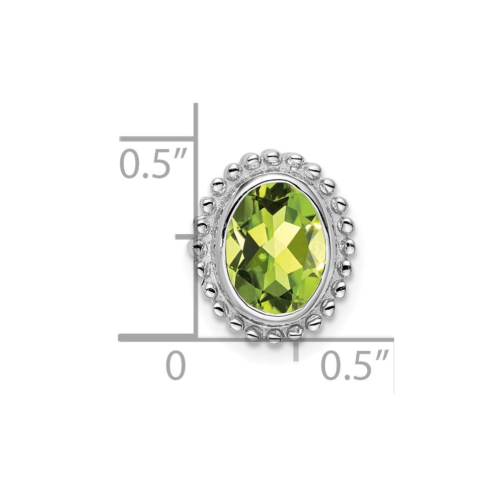 14k White Gold Oval Peridot Chain Slide