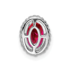 14k White Gold Oval Ruby Chain Slide