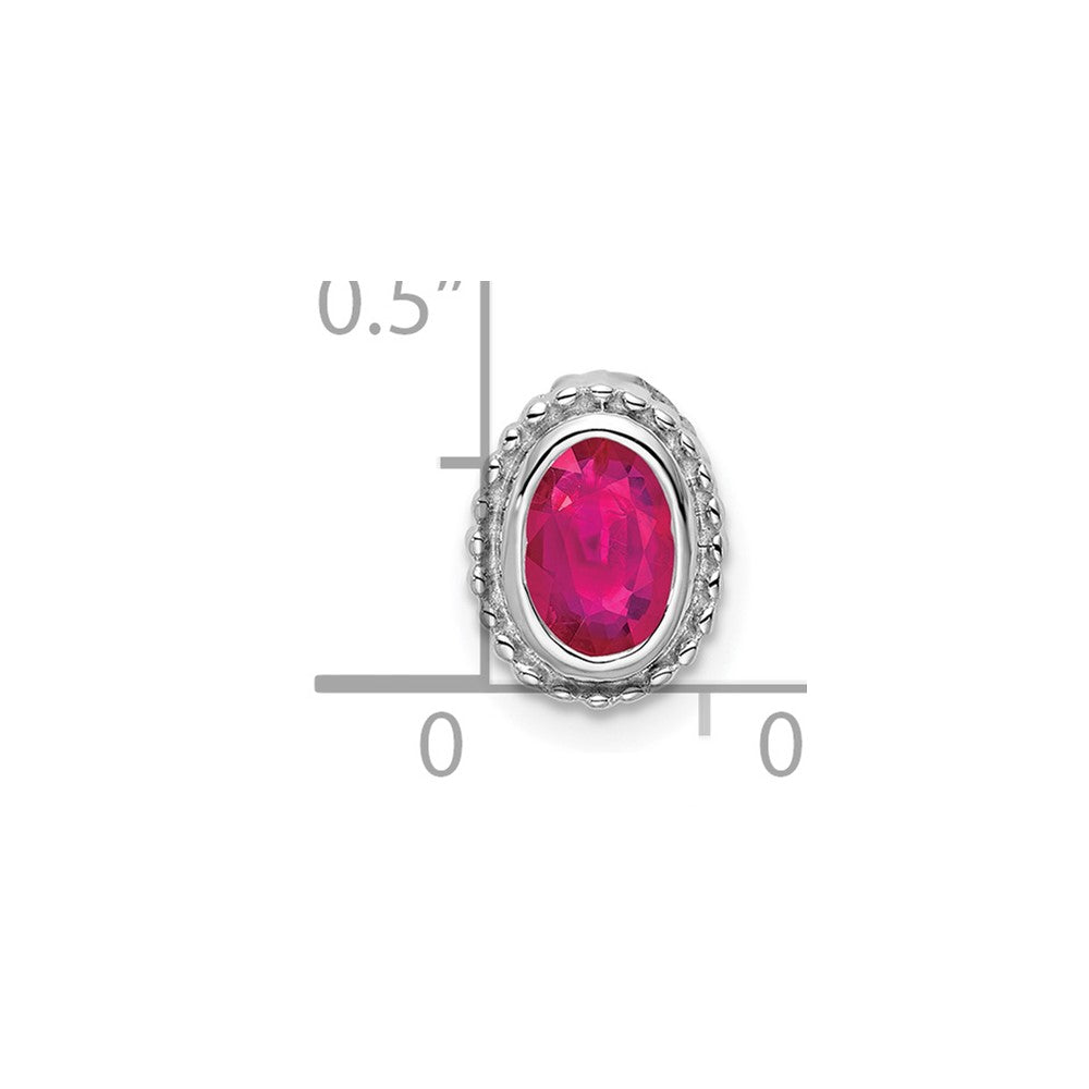 14k White Gold Oval Ruby Chain Slide