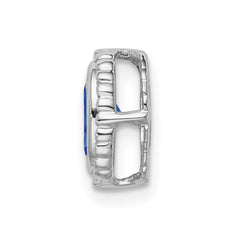 14k White Gold Oval Sapphire Beaded Edge Chain Slide