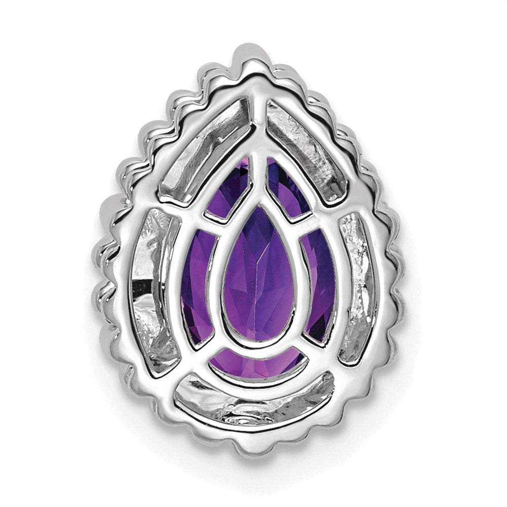 14k White Gold Pear Amethyst Chain Slide