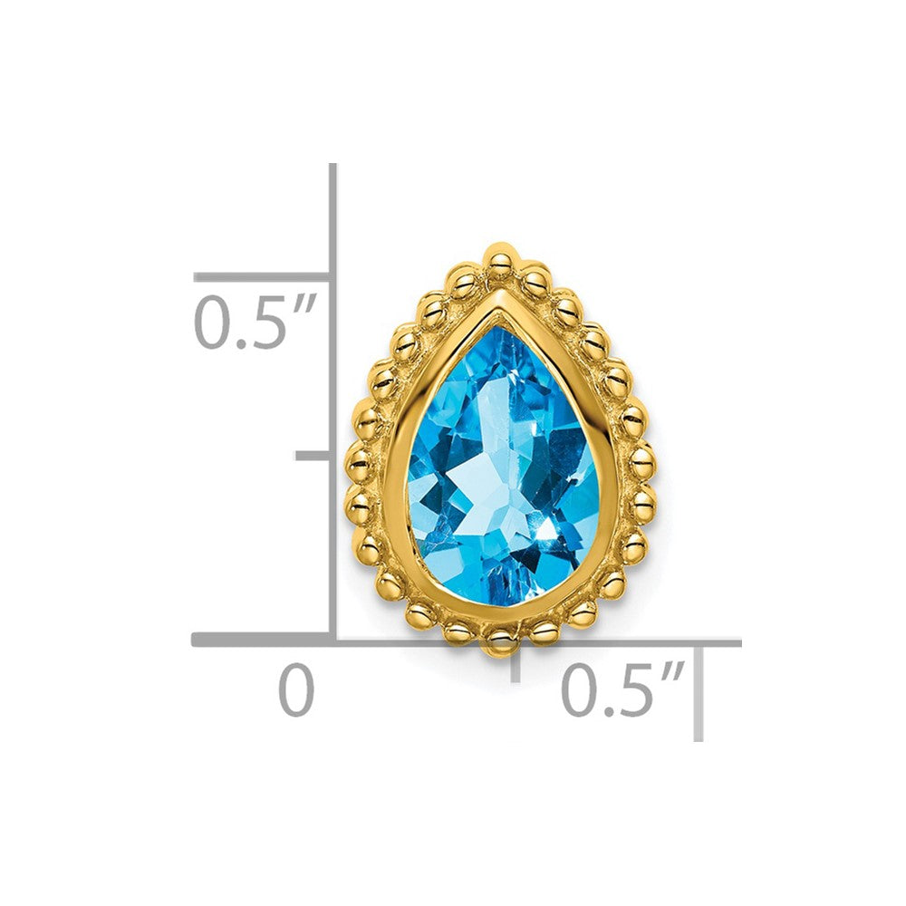 14k Pear Blue Topaz Chain Slide