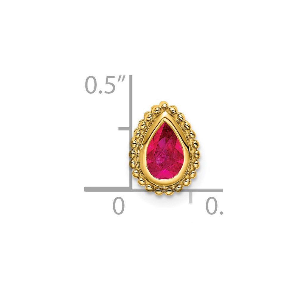 14k Pear Ruby Chain Slide