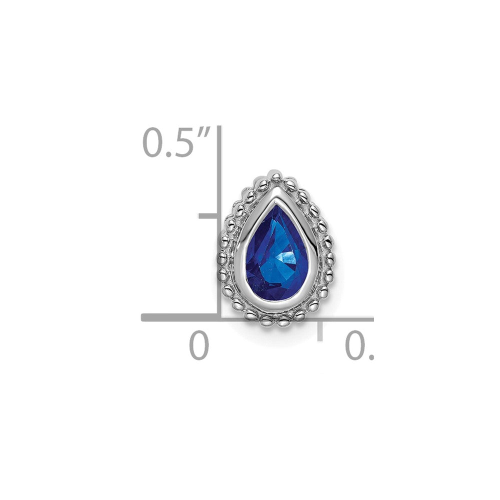 14k White Gold Pear Sapphire Beaded Edge Chain Slide