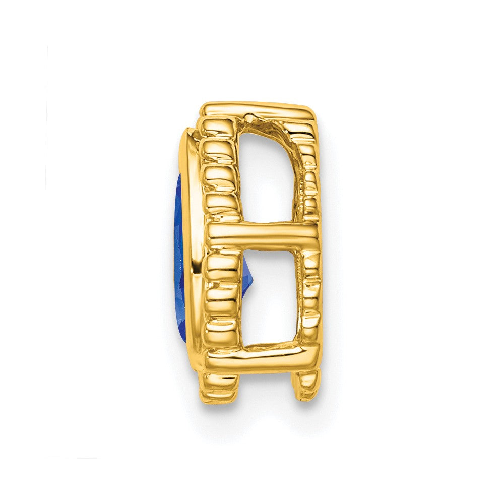 14k Pear Sapphire Beaded Edge Chain Slide